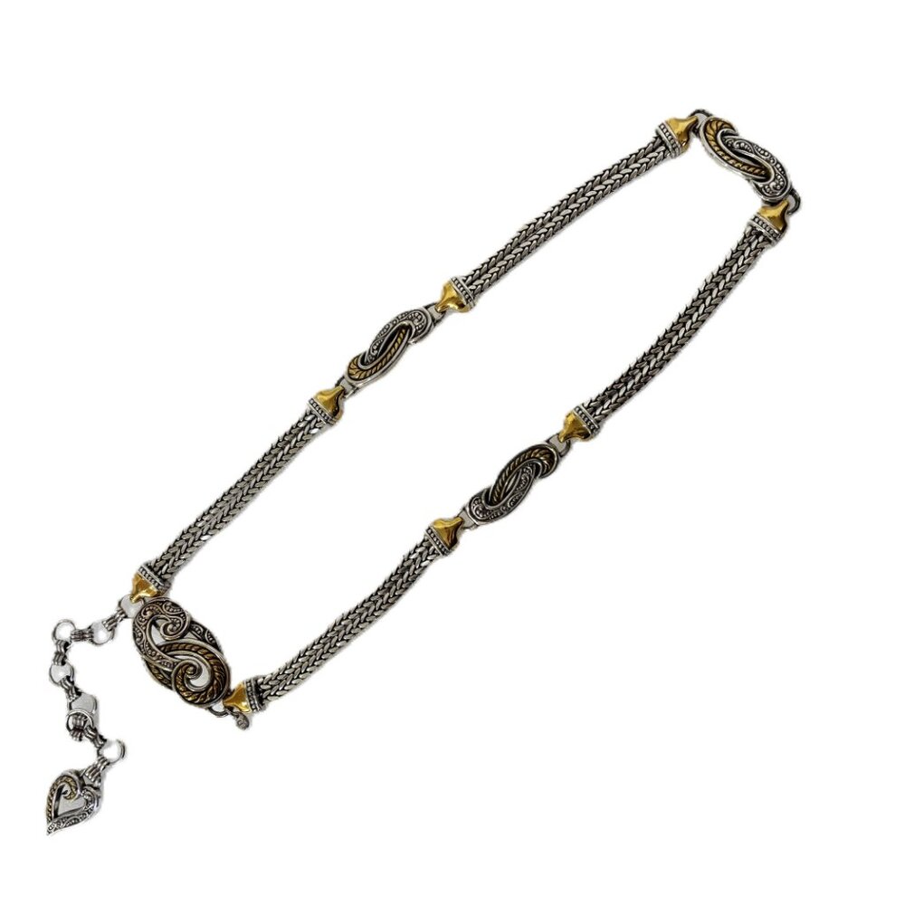 Vintage 90s Signed Brighton Silver Gold Tone Adjustable Metallic Belt Size Small - Picture 7 of 14